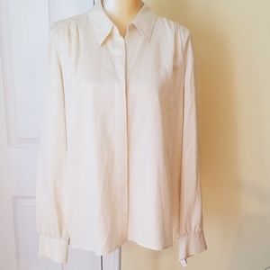 Talbots 100% Silk Button Down Top Oyster White